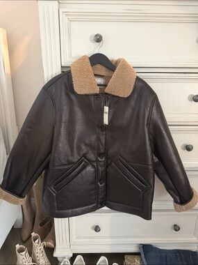 Maeve Women's Brown Shearling Collar Jacket
